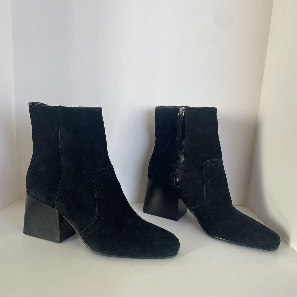 Blondo Salome Black Cow Suede Waterproof Boot Block Heel Women's Size 9 Zip